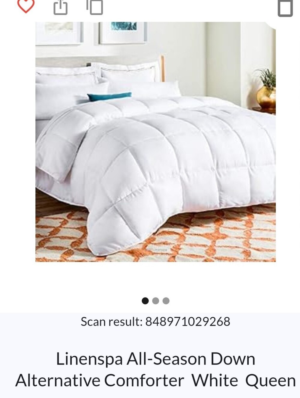 Linenspa Microfiber Down Alternative Comforter Queen White New in Box